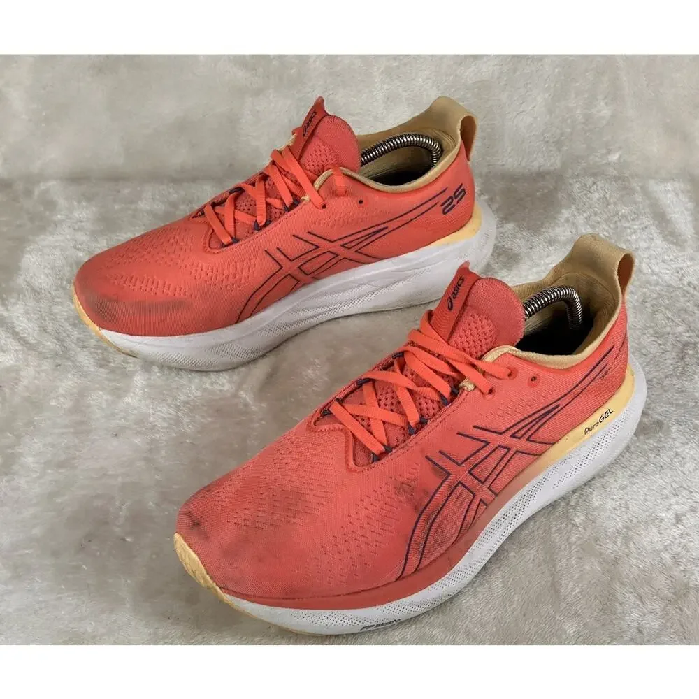 Asics Gel Nimbus 25 Shoes Womens 9.5 Orange Athletic Running Sneakers 1012B356